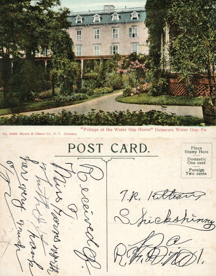 FOLIAGE AT WATER GAP HOUSE HOTEL DELAWARE WATER GAP ANTIQUE POSTCARD