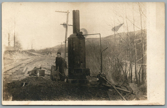 RAILROAD WORK ANTIQUE REAL PHOTO POSTCARD RPPC