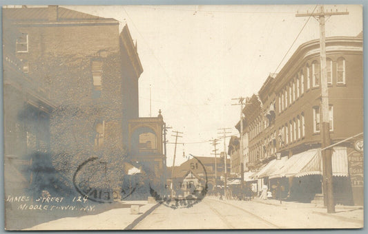MIDDLETOWN NY JAMES STREET ANTIQUE REAL PHOTO POSTCARD RPPC