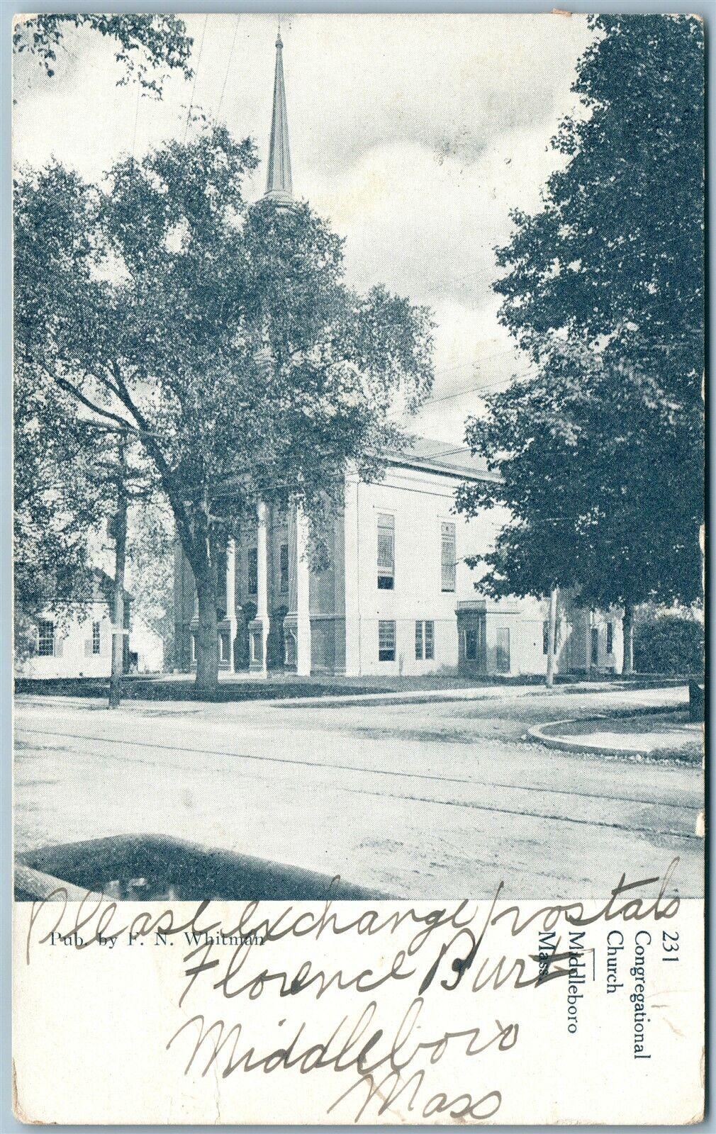 MIDDLEBORO MA CONGREGATIONAL CHURCH ANTIQUE POSTCARD