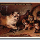 LOWELL MA HOOD'S SARSAPARILLA VICTORIAN TRADE CARD DOG w/ PUPPIES CATCHING RAT