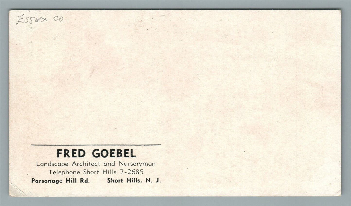 SHORT HILLS NJ LANDSCAPE ARCHITECT ADVERTISING ANTIQUE POSTCARD