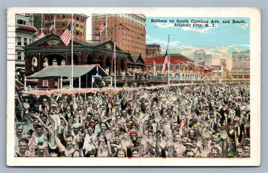 ATLANTIC CITY NJ SOUTH CAROLINA AVENUE & BEACH ANTIQUE POSTCARD