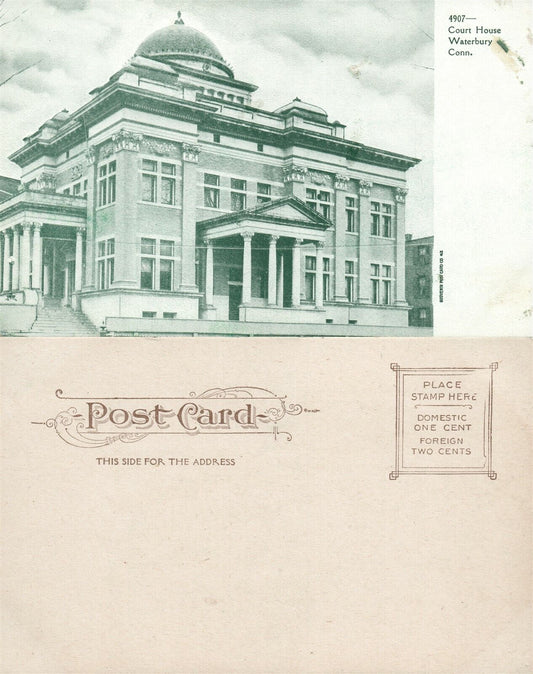 WATERBURY CT COURT HOUSE UNDIVIDED ANTIQUE POSTCARD