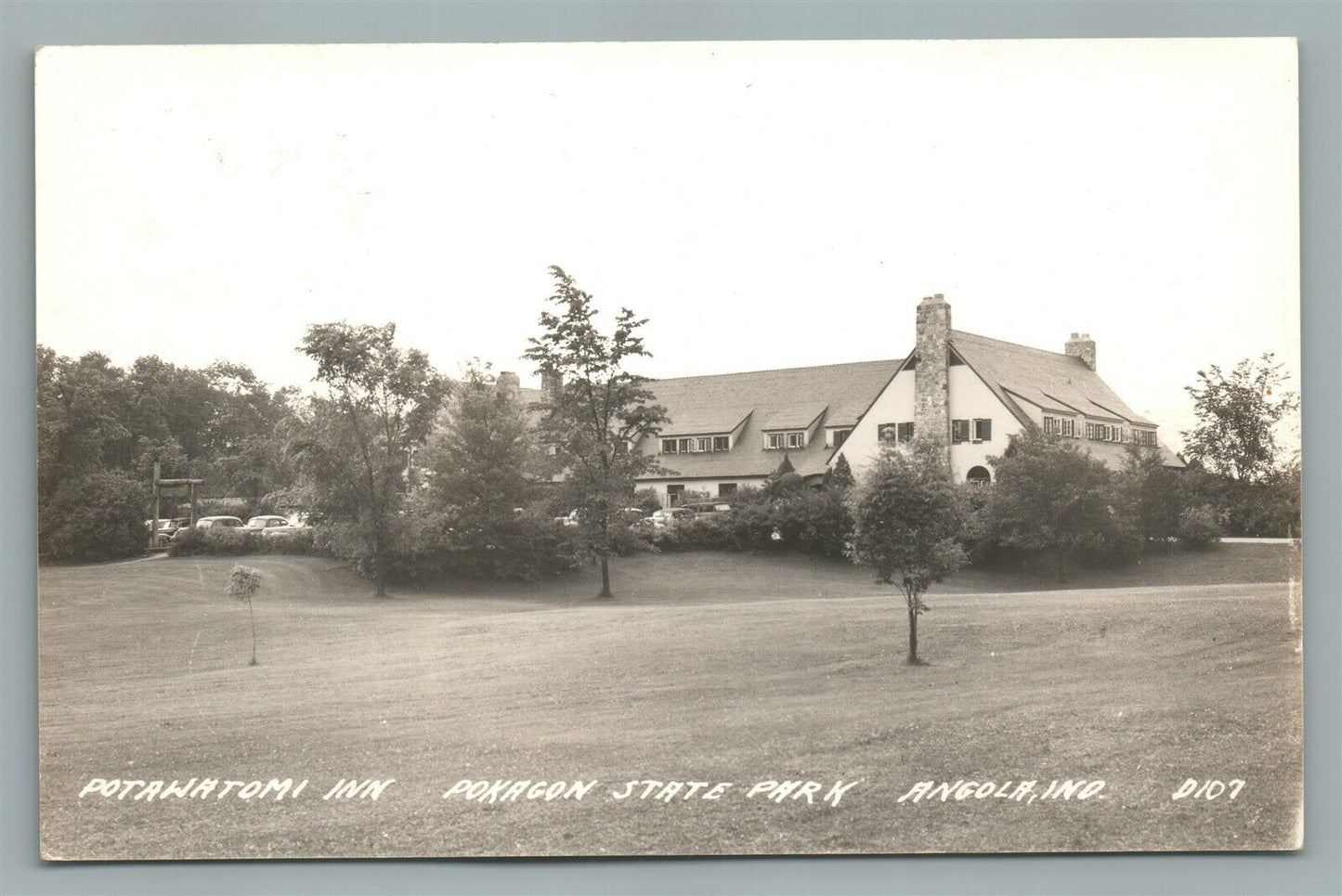 ANGOLA IN POTAWATOMI INN POKAGON STATE PARK VINTAGE REAL PHOTO POSTCARD RPPC