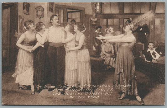 BOSTON MA COLONIAL THEATRE GIRL WHO SMILES COMEDY MUSICAL ANTIQUE POSTCARD