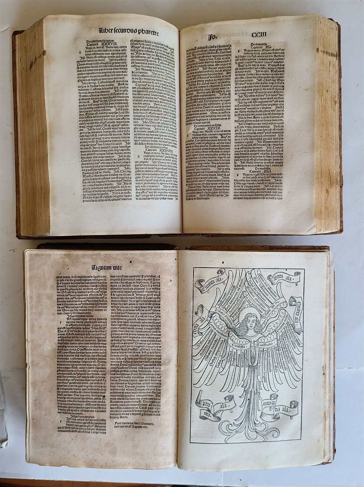 1495 INCUNABULA 2 VOLUMES SET BONAVENTURE antique ILLUSTRATED FOLIOS incunable