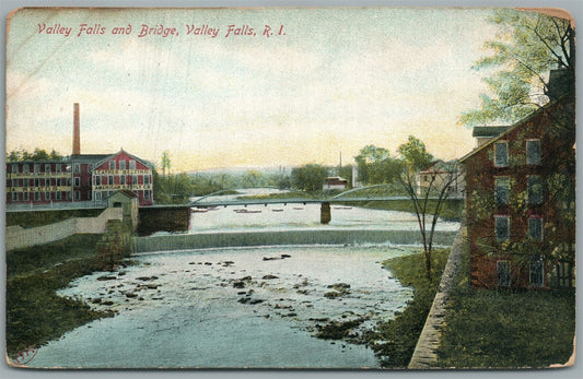 VALLEY FALLS RI ANTIQUE POSTCARD