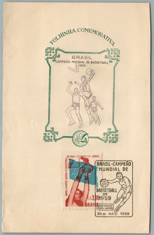 BRAZIL BASKETBALL COMMEMORATIVE 1959 VINTAGE COVER w/ STAMP