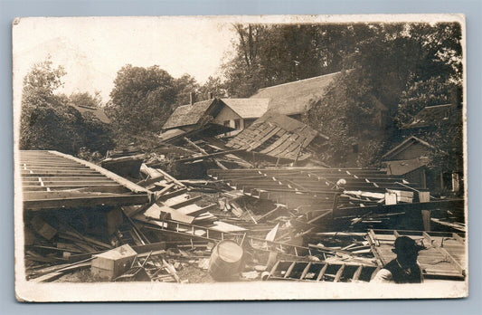 TORNADO DAMAGE DESTROYED HOUSE DISASTER ANTIQUE REAL PHOTO POSTCARD RPPC