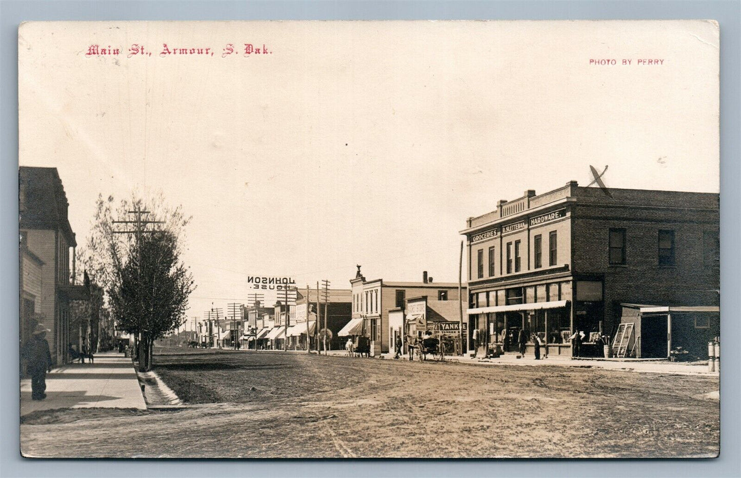 ARMOUR SD MAIN STREET ANTIQUE REAL PHOTO POSTCARD RPPC