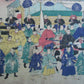 JAPANESE WOODBLOCK PRINT TRIPTYCH EMPEROR MEIJI ENTERS TOKYO by U. KUNITERU II