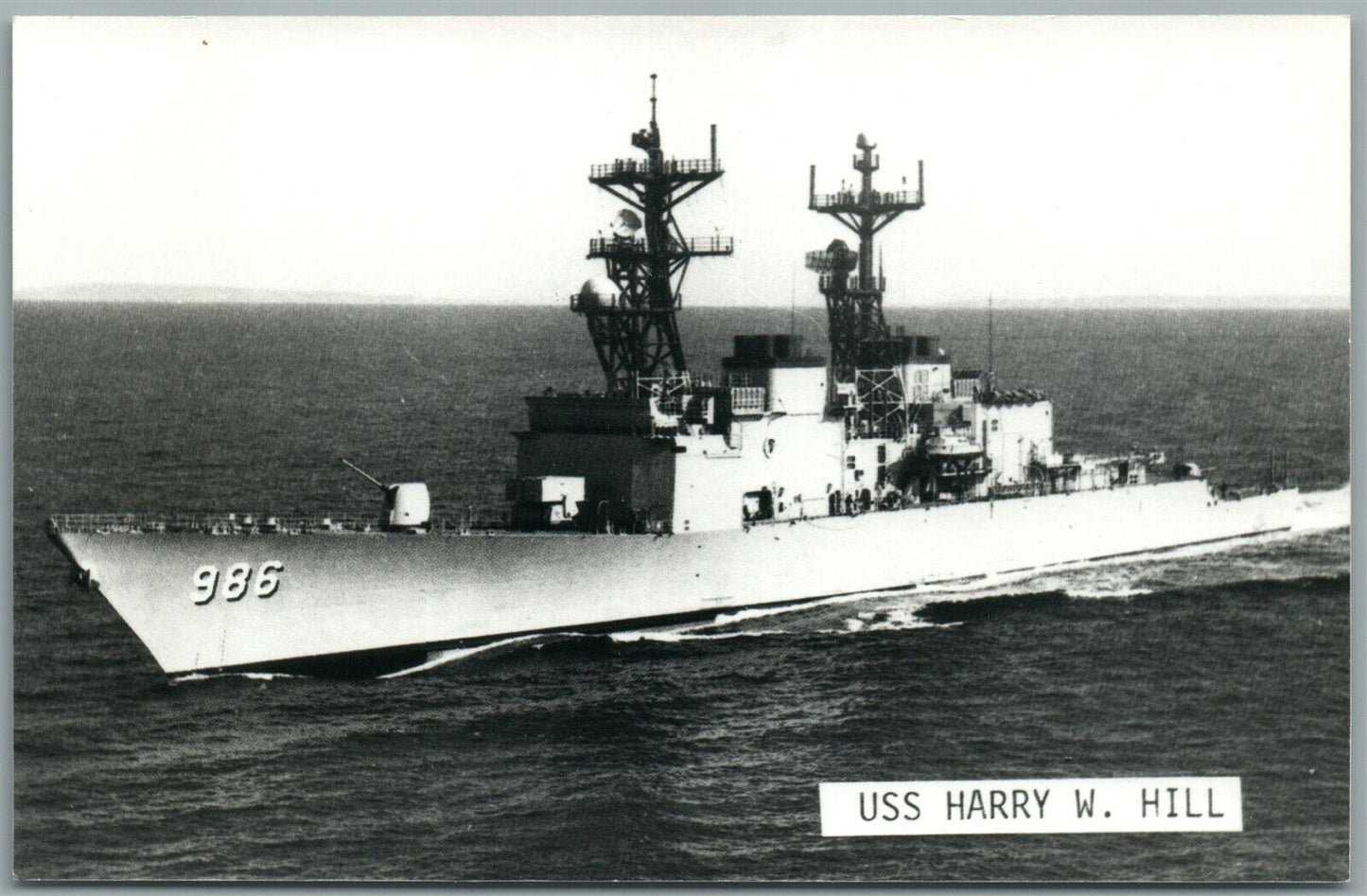 MILITARY SHIP USS HARRY HILL VINTAGE REAL PHOTO POSTCARD RPPC