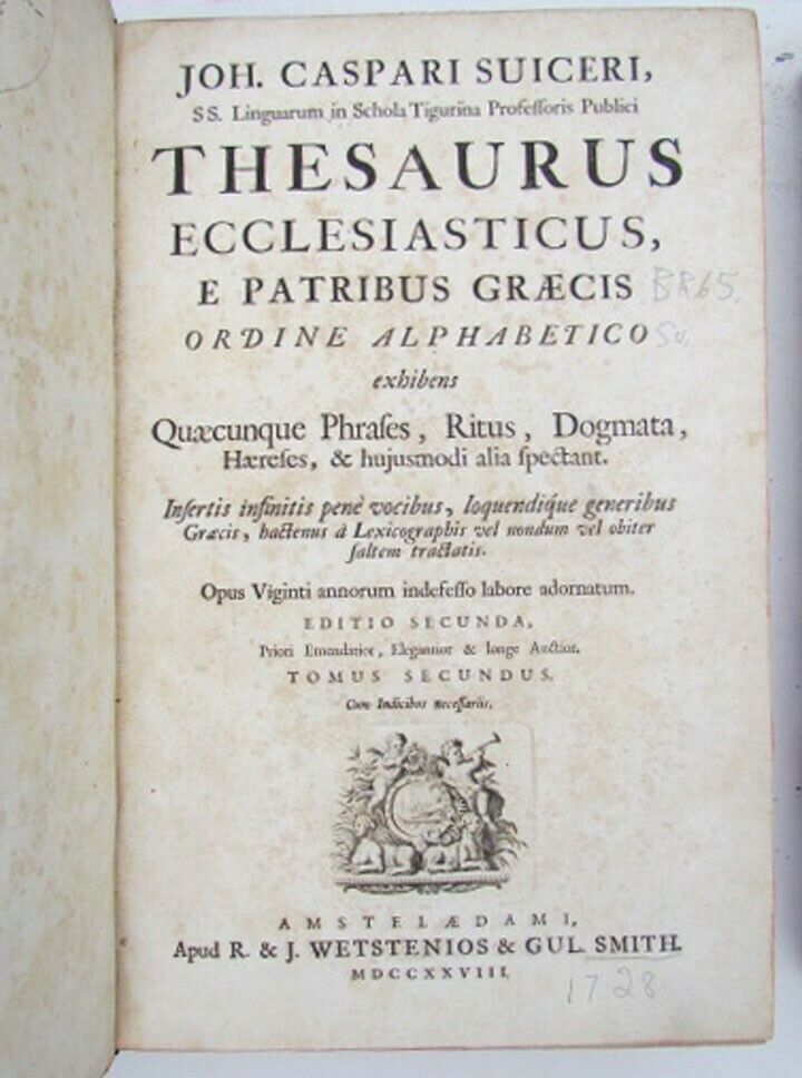 1728 ANTIQUE 2 VOLUMES THESAURUS ECCLESIASTICUS LEATHER BOUND FOLIO