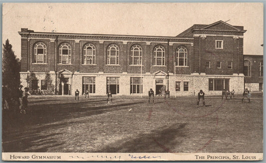 ST.LOUIS MO HOWARD GYMNASIUM SPORT GAME ANTIQUE POSTCARD