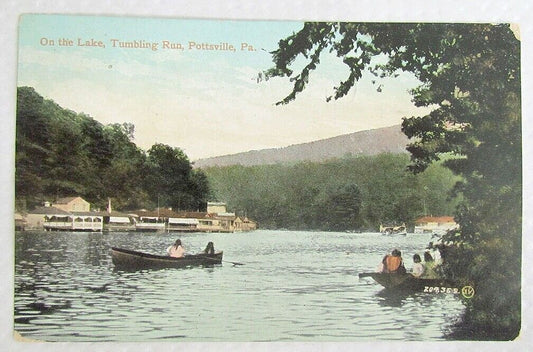 POTTSVILLE PA ON THE LAKE TUMBLING RUN ANTIQUE 1908 POSTCARD