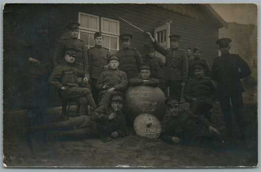 GERMAN 1918 MILITARY GROUP WWI ERA ANTIQUE REAL PHOTO POSTCARD RPPC