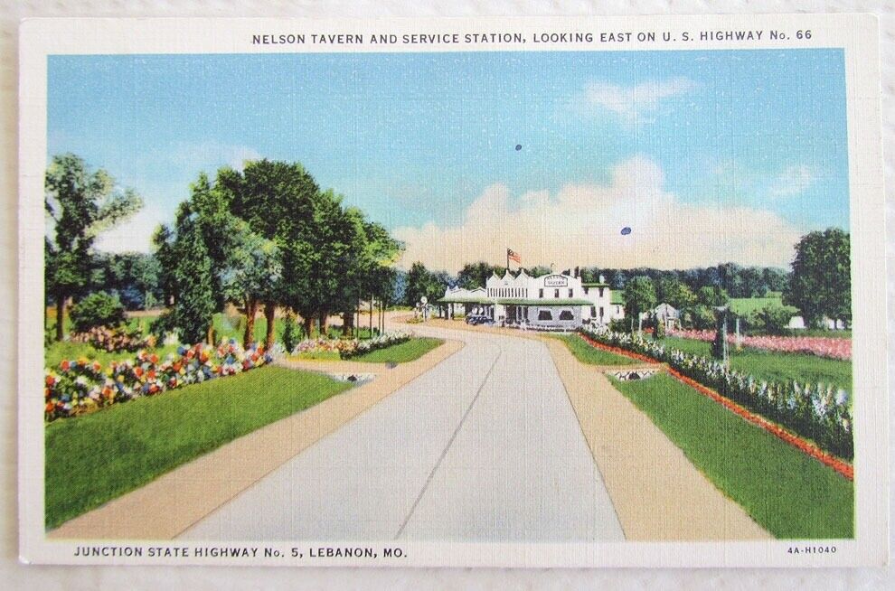 VINTAGE POSTCARD NELSON TAVERN & SERVICE STATION US HWY No.66 LEBANON MO