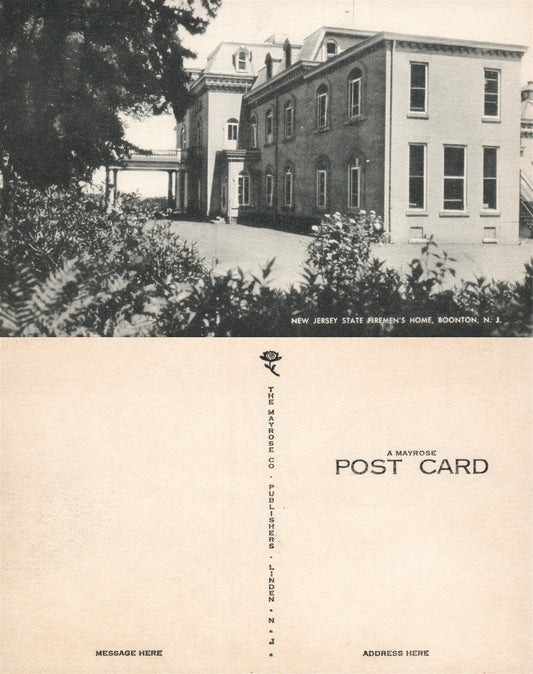 BOONTON NEW JERSEY FIREMEN'S HOME VINTAGE POSTCARD