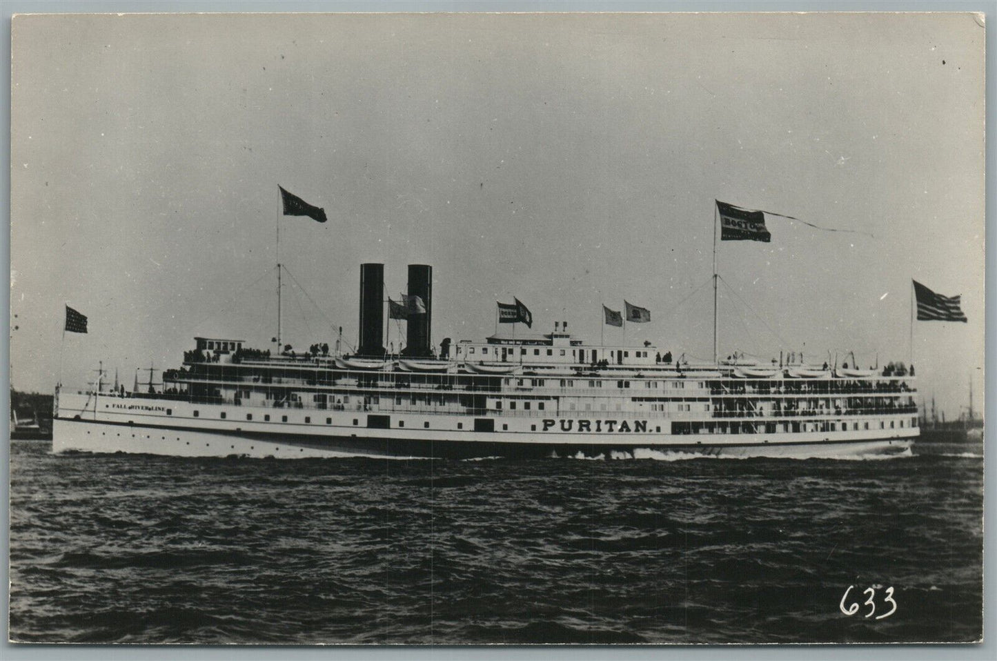 PURITAN STEAMBOAT VINTAGE REAL PHOTO POSTCARD RPPC