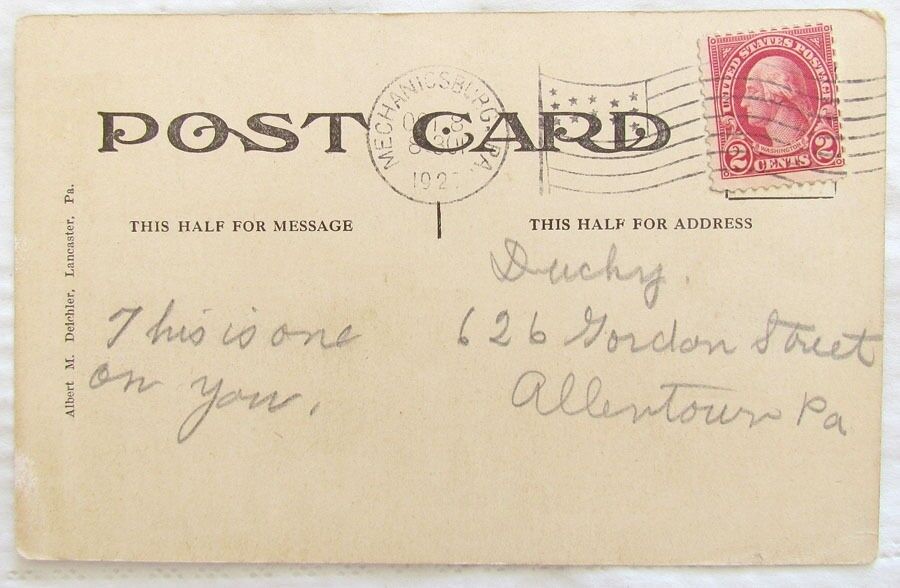 1927 VINTAGE POSTCARD WEST MAIN STREET MECHANICSBURG PA