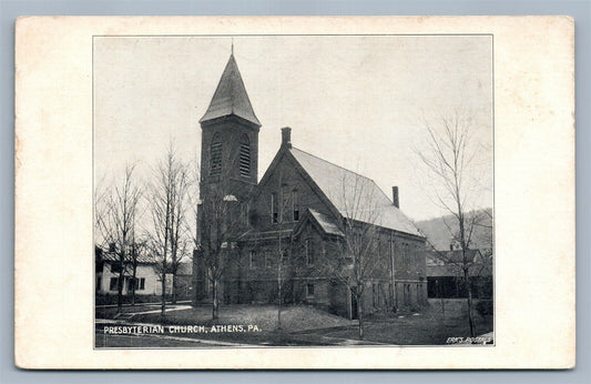 ATHENS PA PRESBYTERIAN CHURCH ANTIQUE POSTCARD
