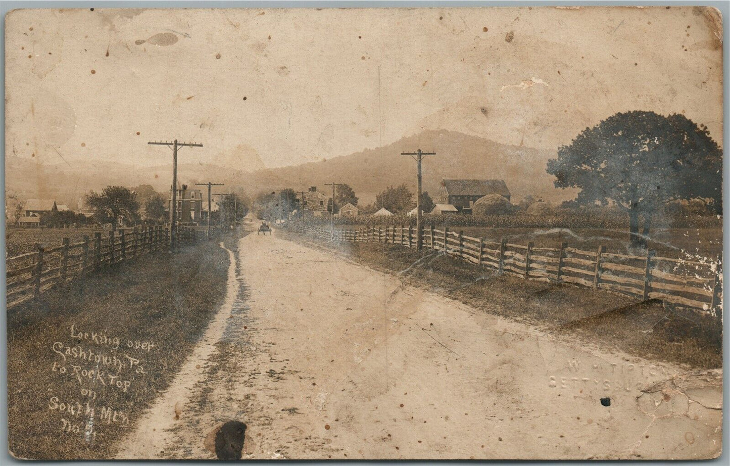 CASHTOWN PA STREET SCENE ANTIQUE REAL PHOTO POSTCARD RPPC