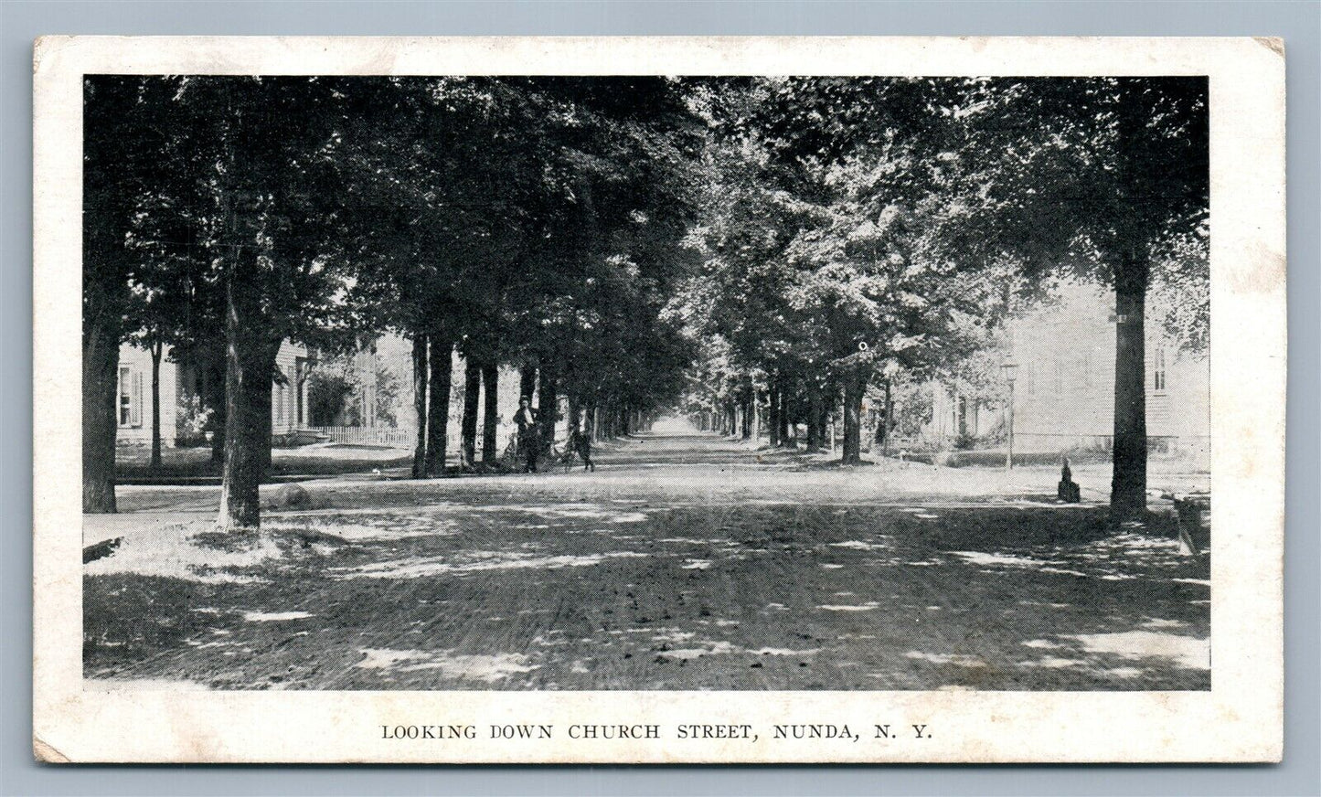 NUNDA NY CHURCH STREET ANTIQUE POSTCARD 1907 SOUVENIR POST CARD