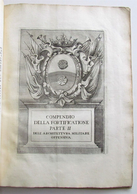 1694 MILITARY ARCHITECTURE ILLUSTRATED antique in ITALIAN VELLUM BOUND