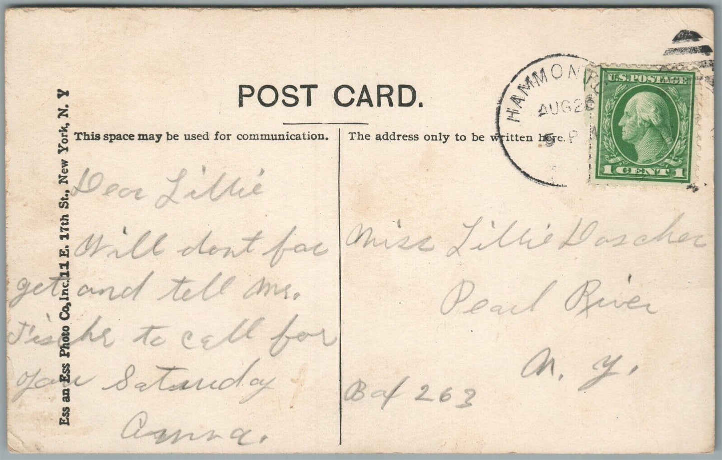 HAMMONTON NJ CENTRAL HIGH SCHOOL ANTIQUE POSTCARD