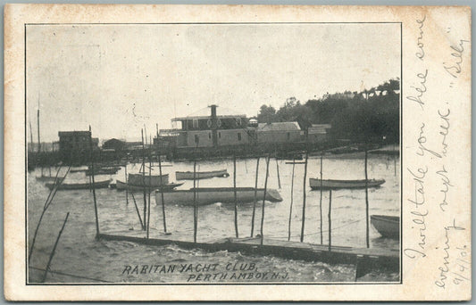 PERTH AMBOY NJ RARITAN YACHT CLUB ANTIQUE POSTCARD