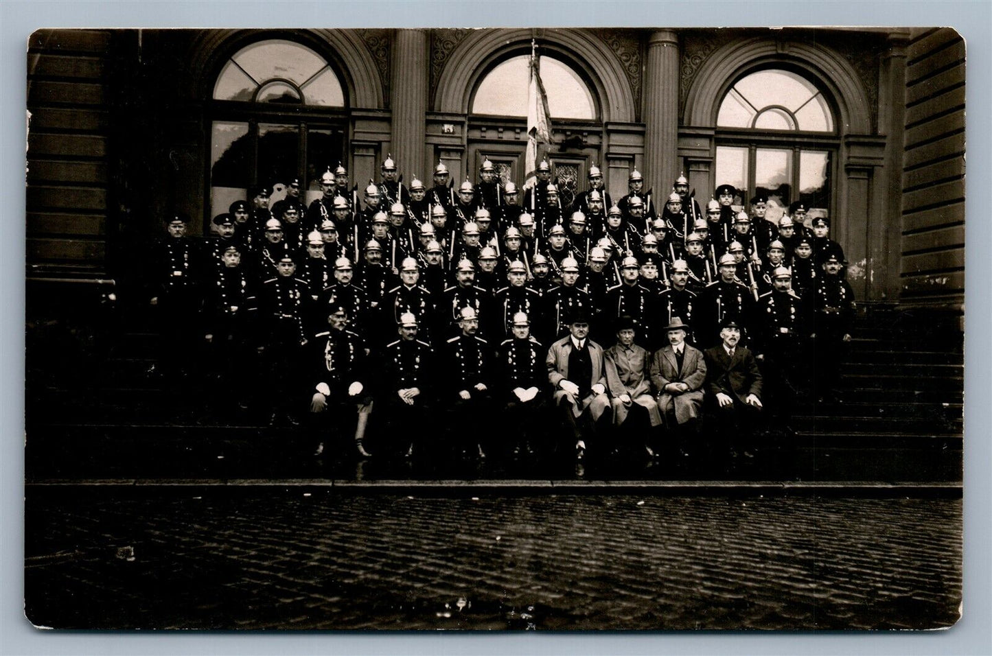 LATVIAN FIREFIGHTERS 1925 VINTAGE REAL PHOTO POSTCARD RPPC