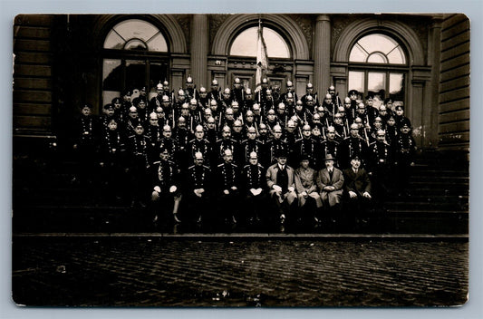 LATVIAN FIREFIGHTERS 1925 VINTAGE REAL PHOTO POSTCARD RPPC