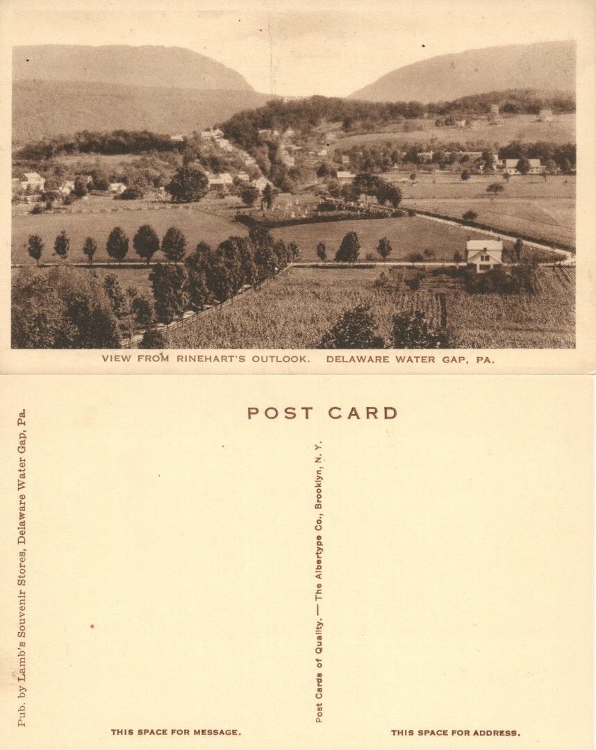 DELAWARE WATER GAP PA VIEW FROM RINEHART'S OUTLOOK ANTIQUE POSTCARD