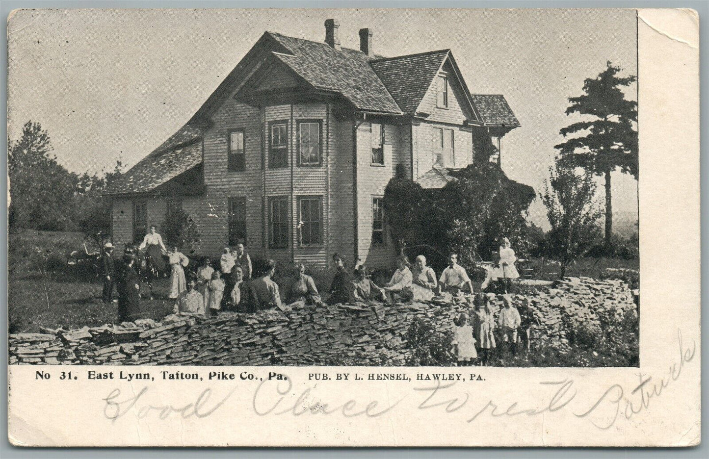 EAST LYNN TAFTON PIKE CO. PA ANTIQUE PRIVATE MAILING POSTCARD