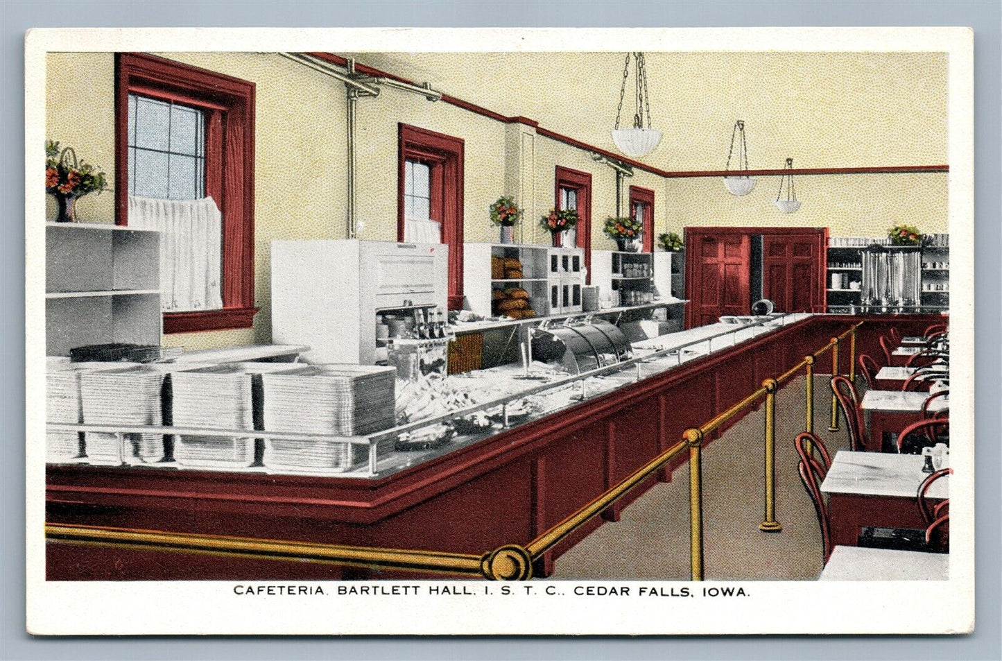 CEDAR FALLS IA BARLETT HALL I.S.T.C. CAFETERIA ANTIQUE POSTCARD