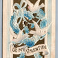 VALENTINE ANTIQUE EMBOSSED 1917 POSTCARD DOVES w/ FLOWERS