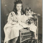 LITTLE BOY w/ TEDDY BEAR & GIRL w/ DOLL ANTIQUE REAL PHOTO POSTCARD RPPC