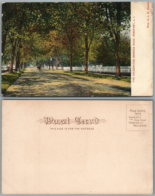 LONG ISLAND N.Y. FREEPORT MERRICK ROAD UNDIVIDED ANTIQUE POSTCARD