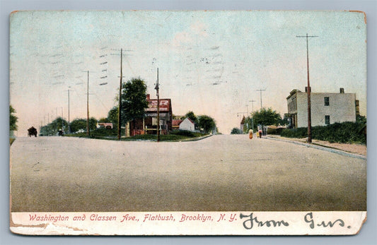 BROOKLYN NY FLATBUSH WASHINGTON & CLASSEN AVE. ANTIQUE POSTCARD