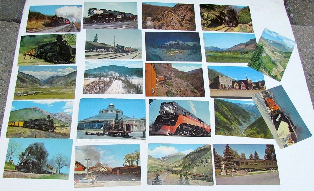LOT OF 22 VINTAGE POSTCARDS train railway railroad