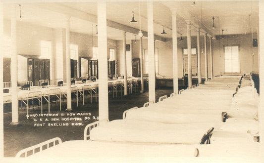 HOSPITAL WARD INTERIOR FORT SNELLING MN ANTIQUE REAL PHOTO POSTCARD RPPC