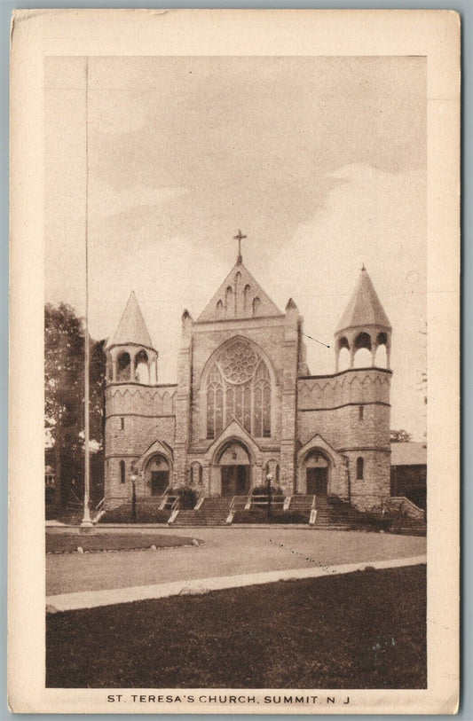 SUMMIT NJ ST. TERESA'S CHURCH ANTIQUE POSTCARD