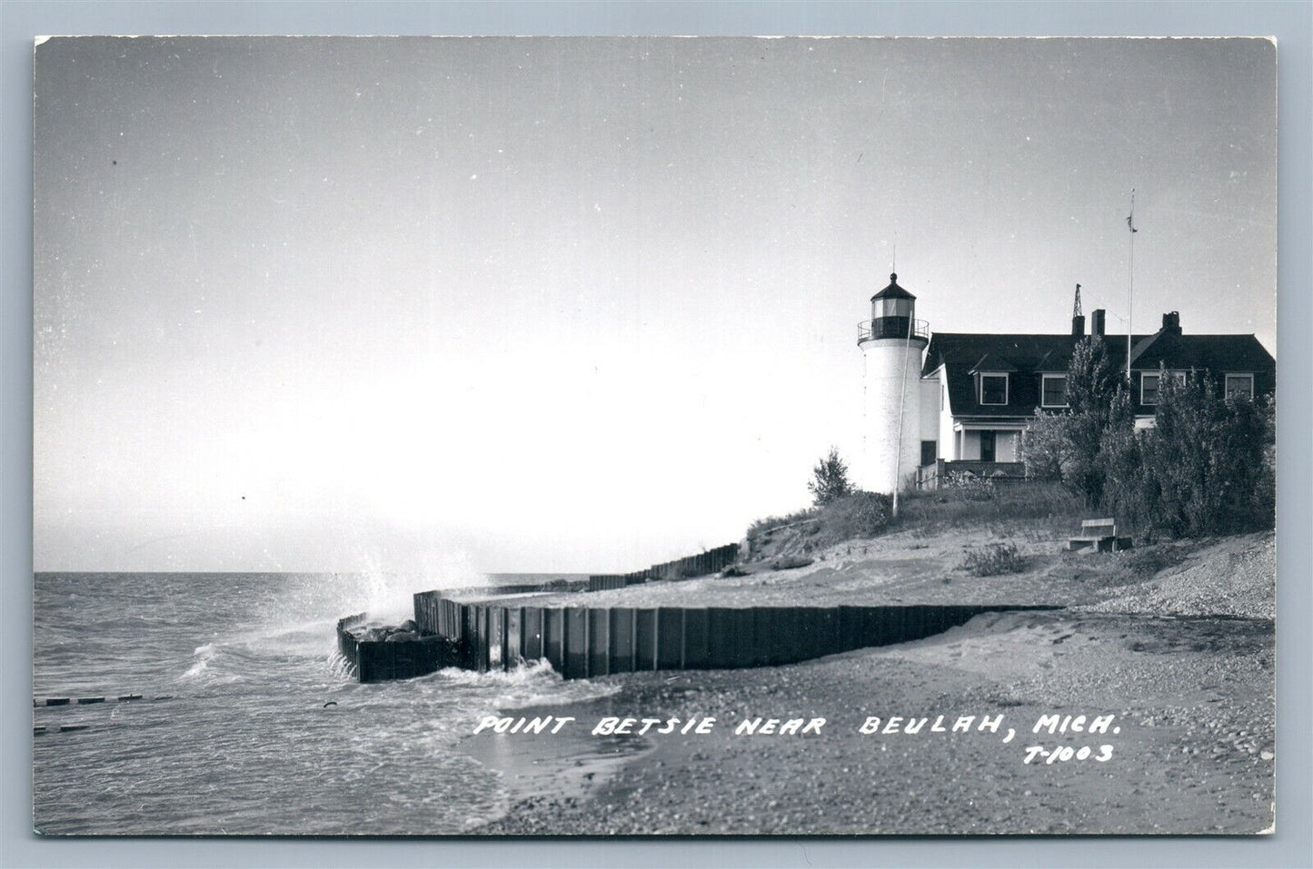 FRANKFORT MI POINT BETSIE BEULAH LIGHTHOUSE VINTAGE REAL PHOTO POSTCARD RPPC