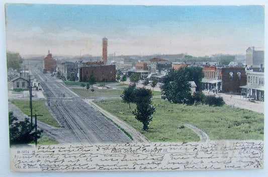 VINTAGE 1905 UNDIVIDED POSTCARD MAIN STREET FAIRBURY IL