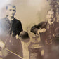 2 MEN w HATS & WALKING STICK LARGE ANTIUQE TIN TYPE PHOTO tintype