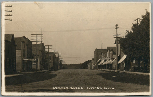 MORTON MN STREET SCENE ANTIQUE REAL PHOTO POSTCARD RPPC