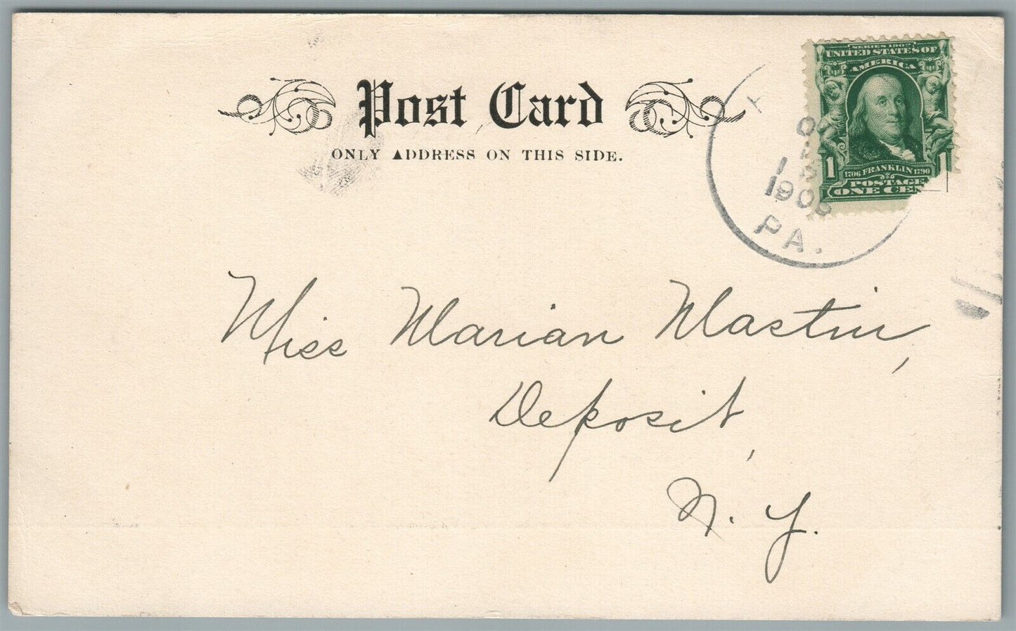 HARTFORD PA CONGREGATIONAL CHURCH ANTIQUE POSTCARD