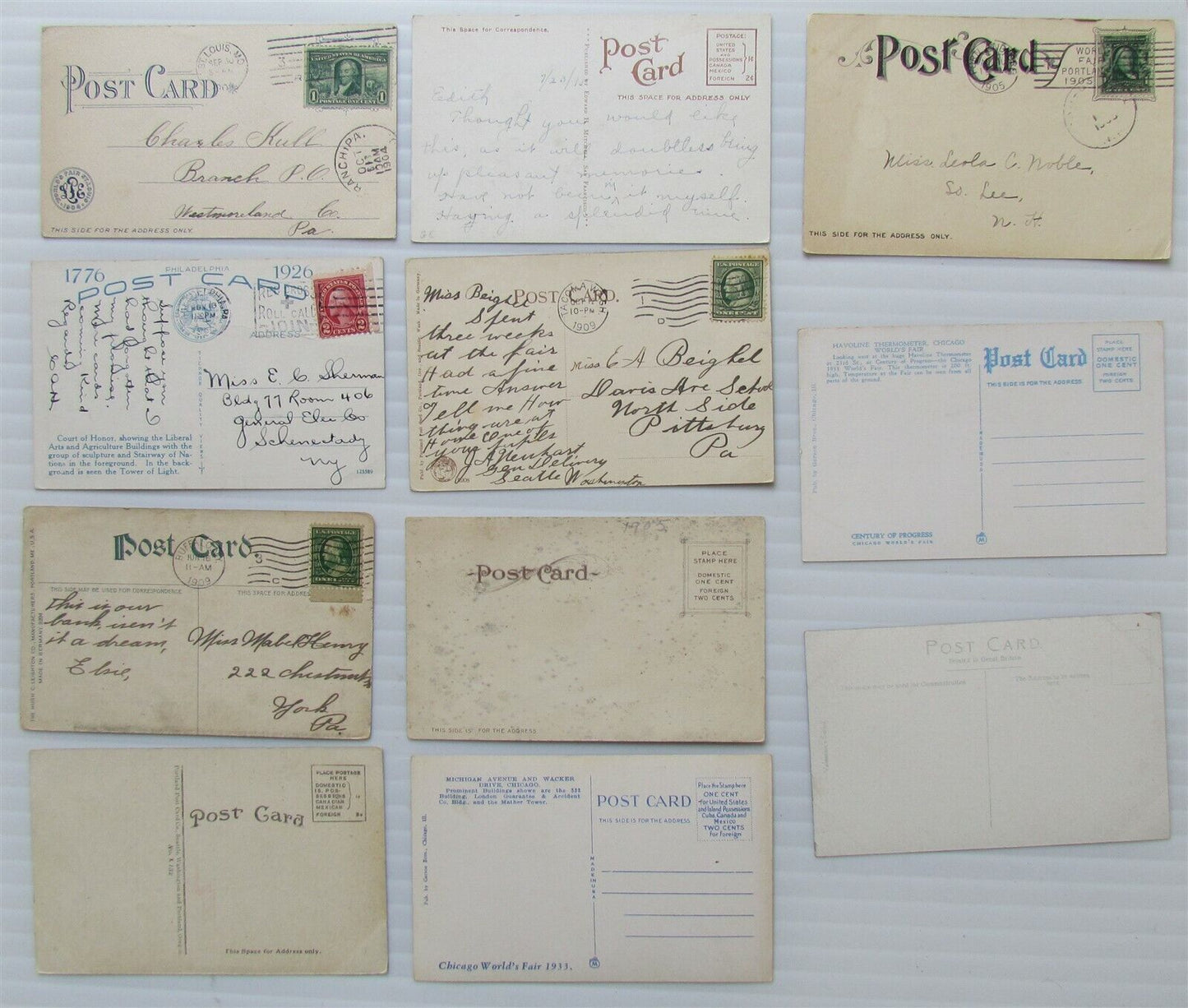 CHICAGO PHILADELPHIA ALASKA YUKON PORTLAND EXHIBITIONS LOT 11 ANTIQUE POSTCARDS