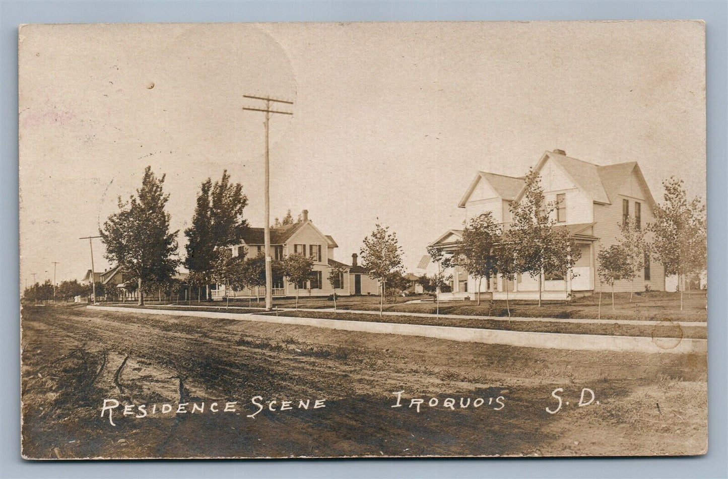 IROQUOIS SD STREET SCENE ANTIQUE REAL PHOTO POSTCARD RPPC